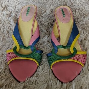 DIESEL VINTAGE "LEO" COLORFUL LEATHER HEELS SHOES
